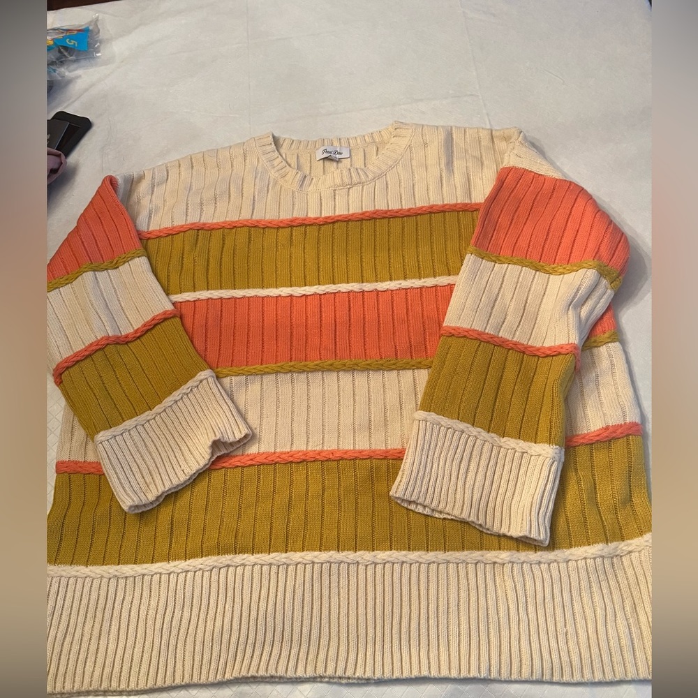New Petal Dew Sz Large Womens Striped Sweater